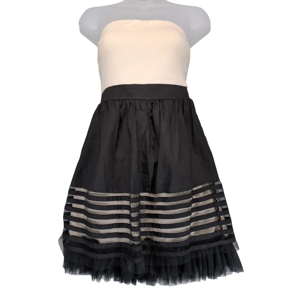 Phanuel Black Tulle Mesh Strapless Mini Dress Sz S Stretch Lined Coquette Party